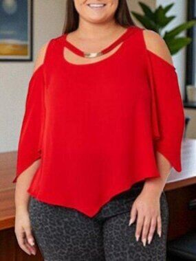 NWT Bold Elements Round Neck 3/4 Sleeve Blouse 1X